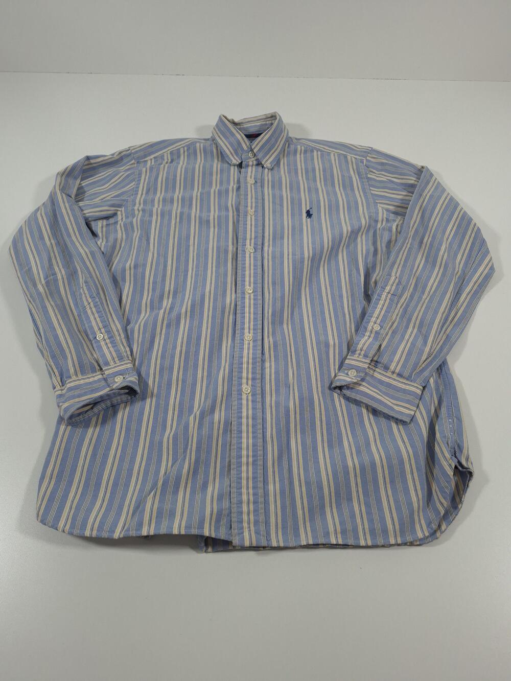 Ralph Lauren Shirt Mens M Blue Stripe Classic Fit Button Down Long Sleeve Pony